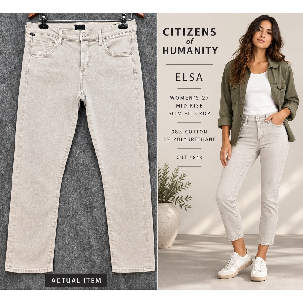 Citizens of Humanity Elsa Slim Fit Crop Jeans Womens 27 Tan Beige Excellent Chic